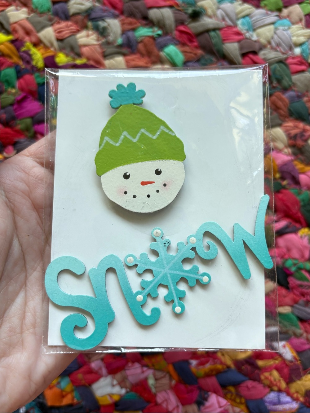 ROEDA HAND-PAINTED METAL CHRISTMAS SNOWMAN MAGNET